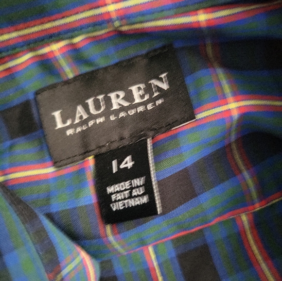 NWT Lauren Ralph Lauren Plaid Crest Button Down Shirt Boys Size 14 - Picture 3 of 8